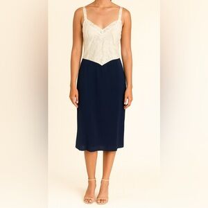 Vintage Blue Lace Slip 38